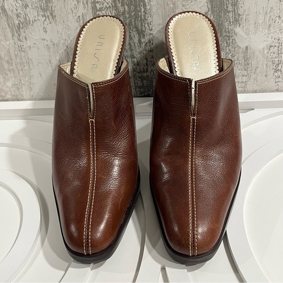UNISA Brown Leather‎ Western STARLING High Heel MULES Womens 8.5 B Clogs Brazil - Picture 2 of 12